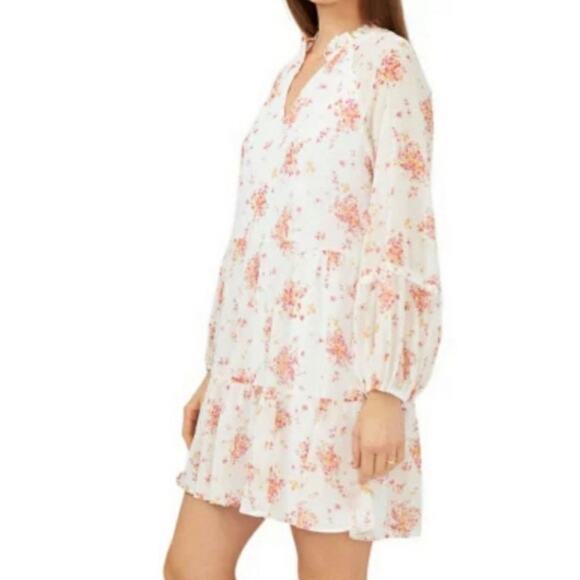 Vince Camuto Tiered Mini dress XXL floral white lined flowy long sleeve - Picture 2 of 13